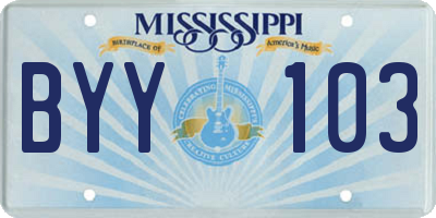 MS license plate BYY103