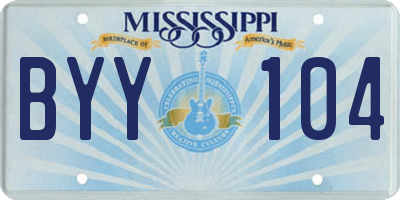 MS license plate BYY104