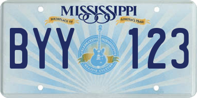 MS license plate BYY123