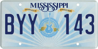 MS license plate BYY143