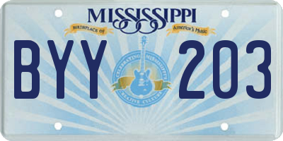 MS license plate BYY203