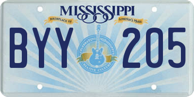 MS license plate BYY205