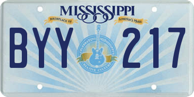 MS license plate BYY217
