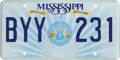MS license plate BYY231