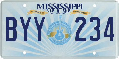 MS license plate BYY234