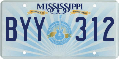 MS license plate BYY312
