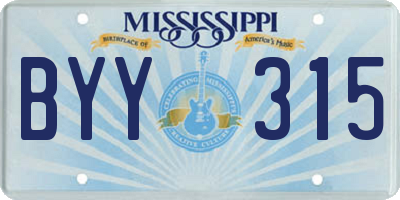 MS license plate BYY315