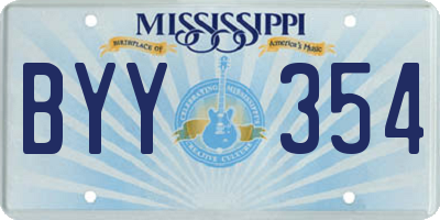 MS license plate BYY354