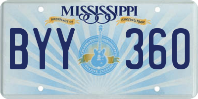 MS license plate BYY360