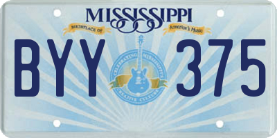 MS license plate BYY375