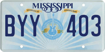 MS license plate BYY403