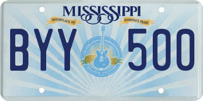 MS license plate BYY500