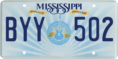 MS license plate BYY502