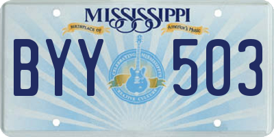 MS license plate BYY503