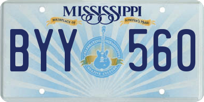 MS license plate BYY560