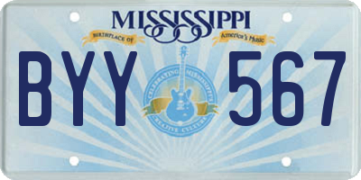 MS license plate BYY567
