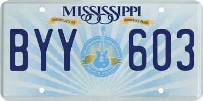 MS license plate BYY603