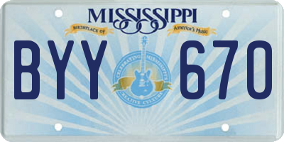 MS license plate BYY670