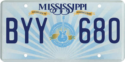 MS license plate BYY680