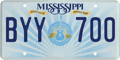 MS license plate BYY700