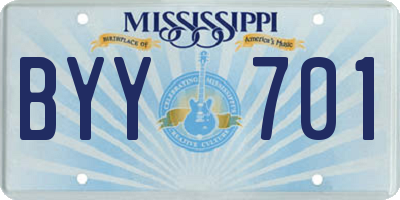 MS license plate BYY701