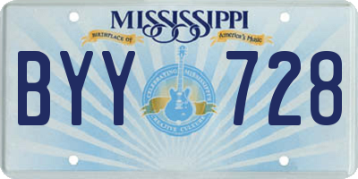 MS license plate BYY728