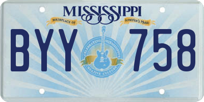MS license plate BYY758