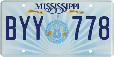 MS license plate BYY778