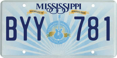 MS license plate BYY781