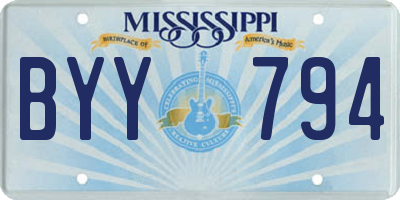 MS license plate BYY794