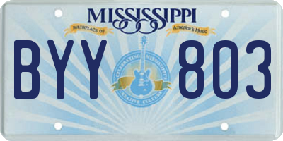 MS license plate BYY803