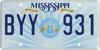 MS license plate BYY931
