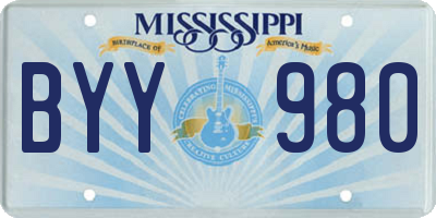MS license plate BYY980