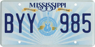 MS license plate BYY985