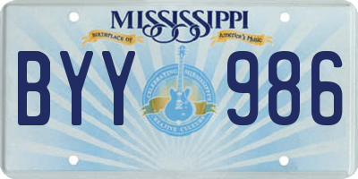 MS license plate BYY986