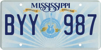 MS license plate BYY987