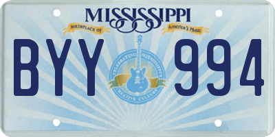 MS license plate BYY994