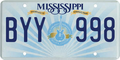 MS license plate BYY998