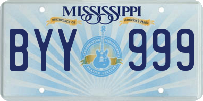 MS license plate BYY999