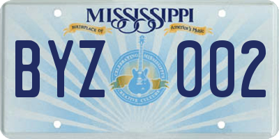 MS license plate BYZ002