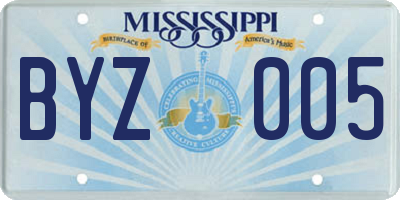 MS license plate BYZ005
