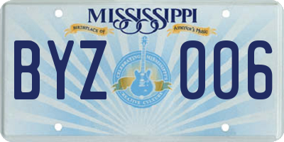 MS license plate BYZ006