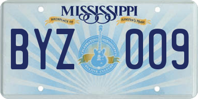MS license plate BYZ009