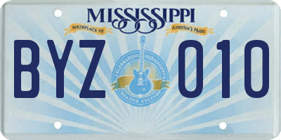 MS license plate BYZ010