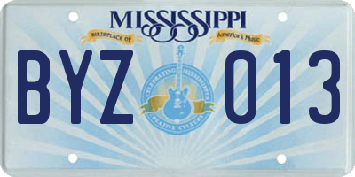 MS license plate BYZ013