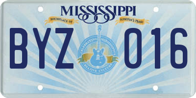 MS license plate BYZ016