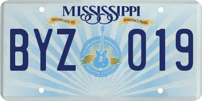 MS license plate BYZ019