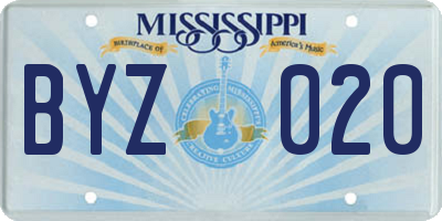 MS license plate BYZ020