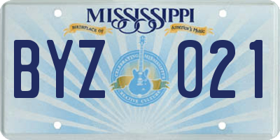 MS license plate BYZ021