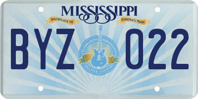 MS license plate BYZ022